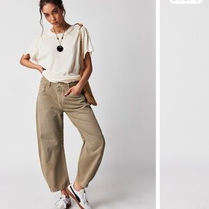 Free People we the free good luck barrel jeans in taupe